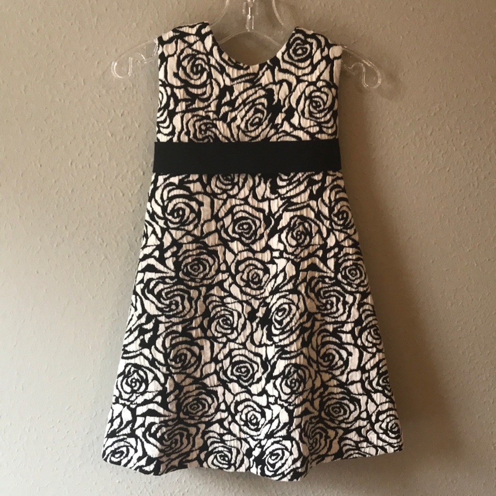 Helena Black and White Rose Printed 2T Dress